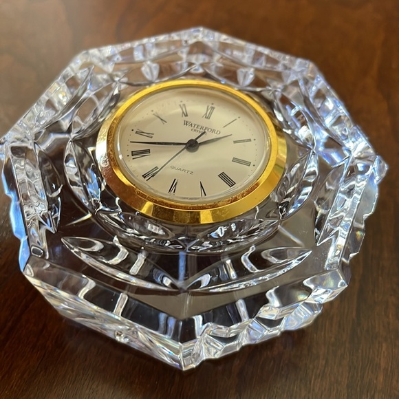 Waterford Crystal Octagonal Roman Numeral Desk Clock - Picture 9 of 13